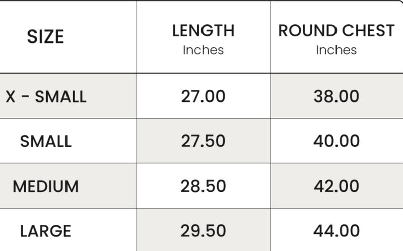 Size chart