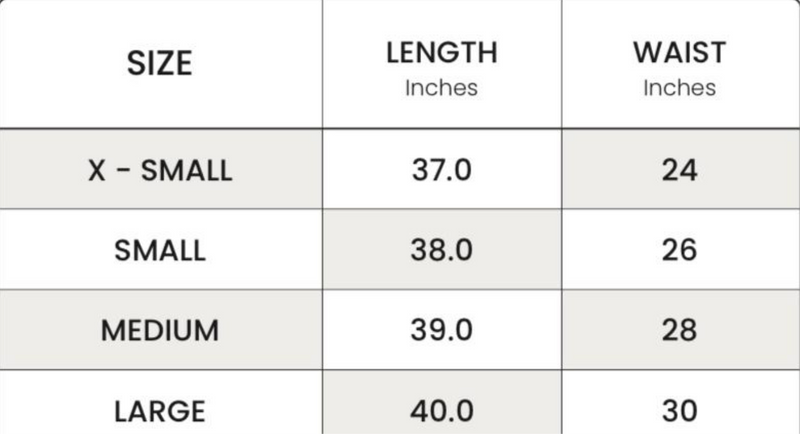 Size chart
