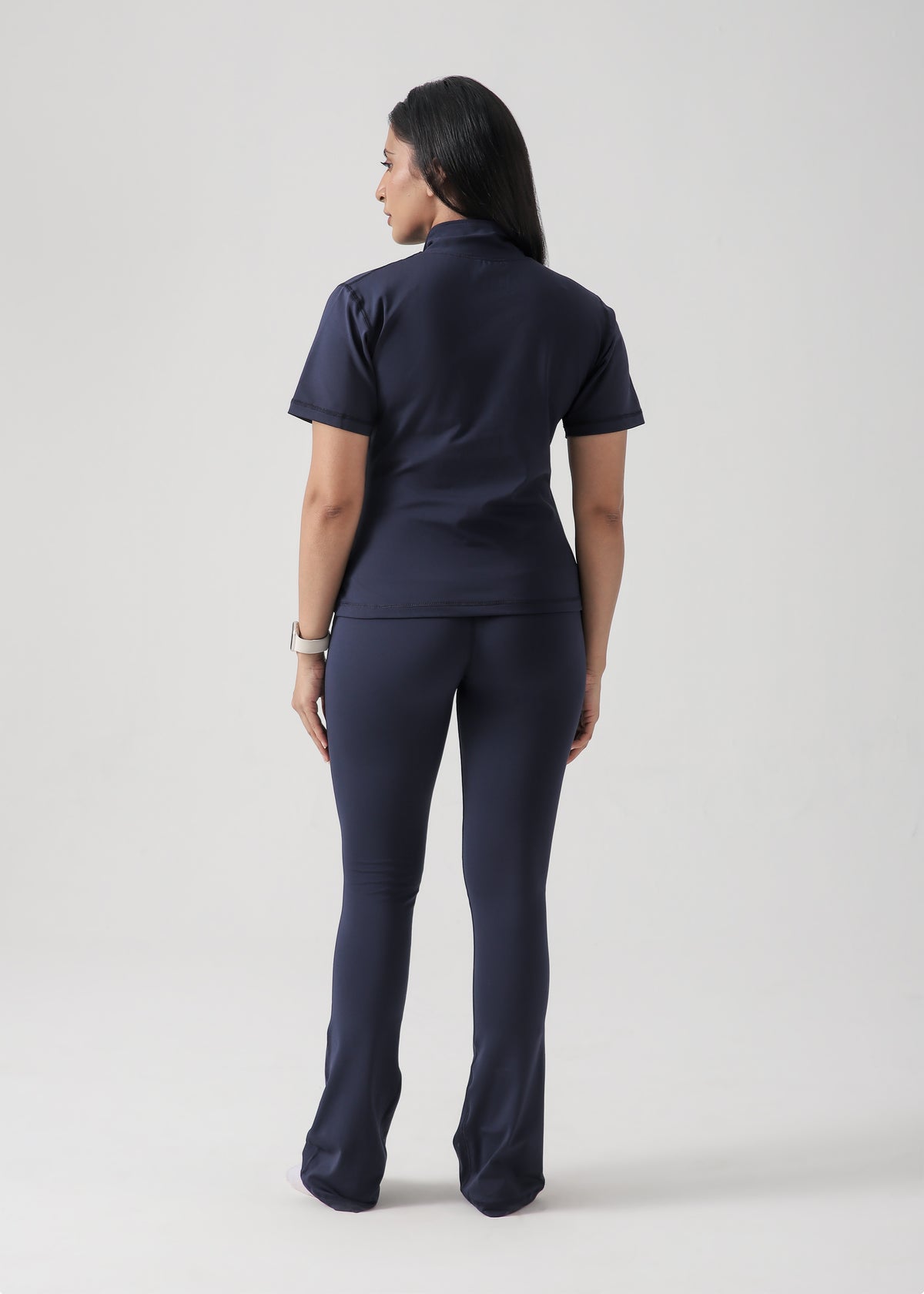 Flared leggings and fitted zip top set